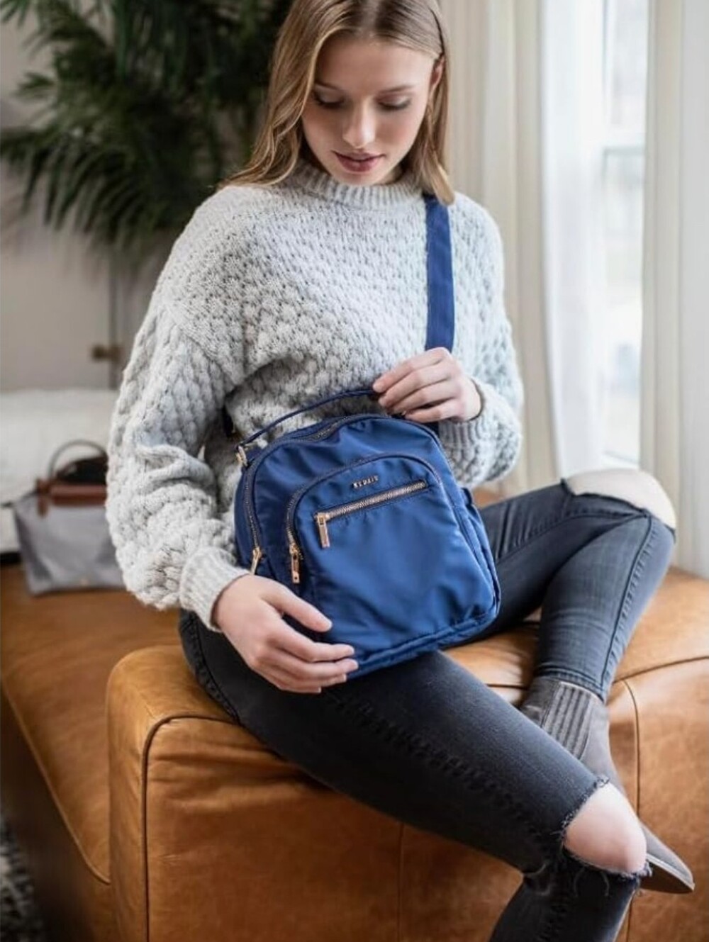 Kedzie Navy Blue Backpack Crossbody Lightweight Travel Purse